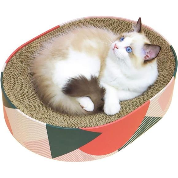 Cat Scratcher Carboard Bed Lounge Couch for Indoor Cats Oval Shape 17"x13" - Picture 1 of 6